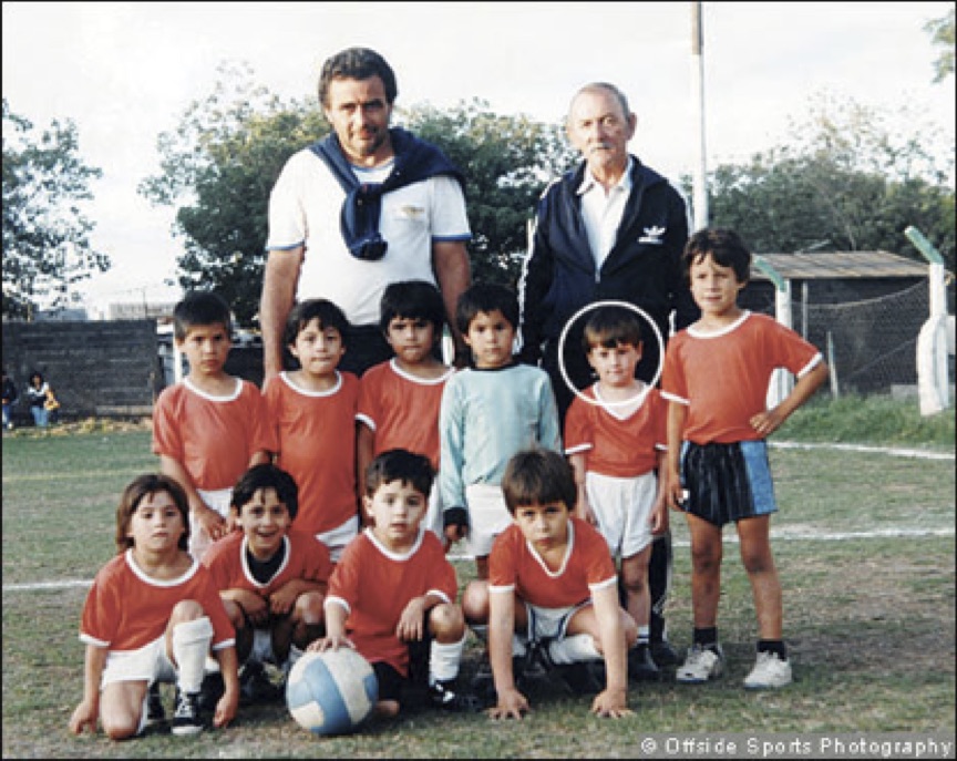 Lionel Messi (circled) with team mates. 