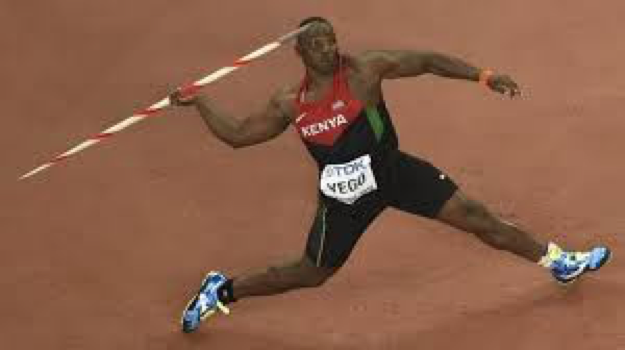 – Julius Yego demonstrates the rather extreme ranges of motion required of a world class javelin athlete.